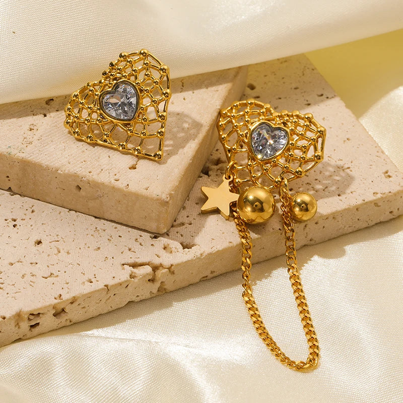 Brincos de argola EILIECK 316L em aço inoxidável dourado, formato de leque, geométrico, estilo boêmio, para mulheres, pingente de orelha, joia, presente para festa