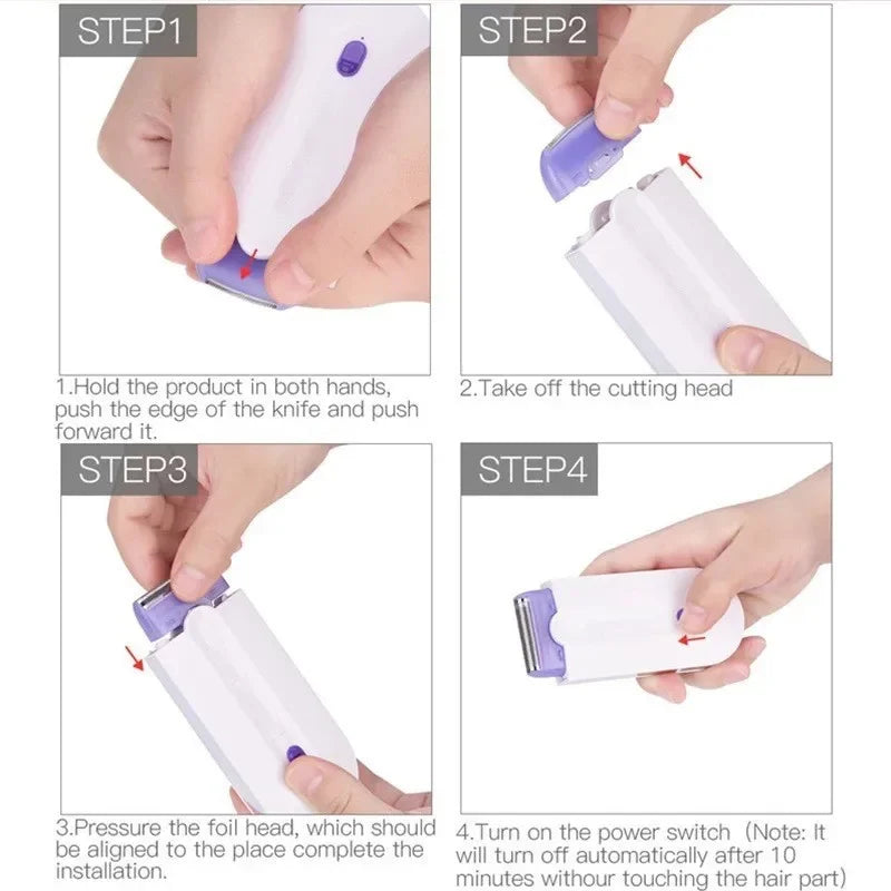 Depilador elétrico Barbeador elétrico Mini recarregável Remove pelos sem dor Depilador facial para rosto e corpo