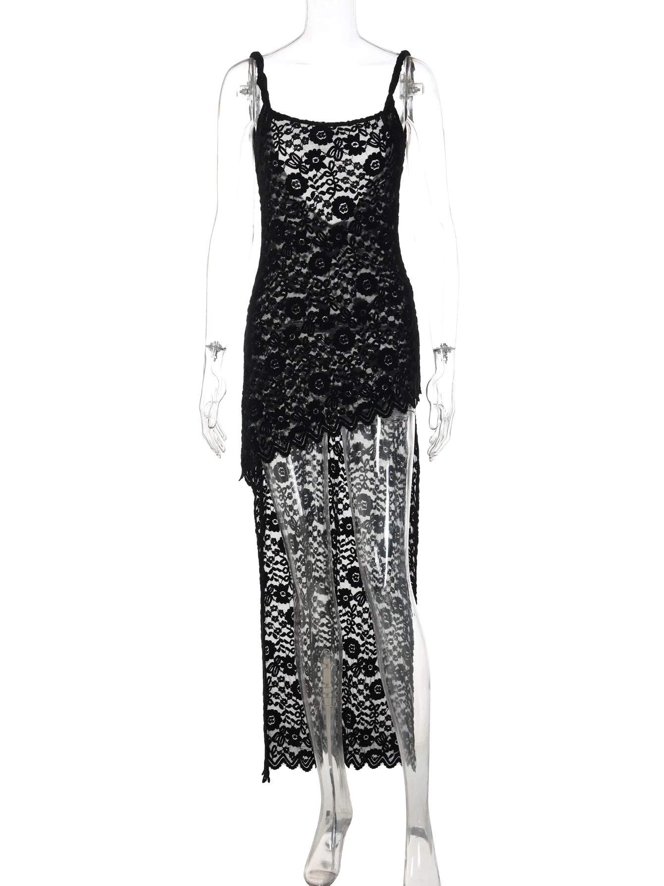 Hugcitar Fashion Floral Print Slips Backless Slit Patchwork Sheer Mini Dress Irregular Summer Women Outfit Vacation Night Club