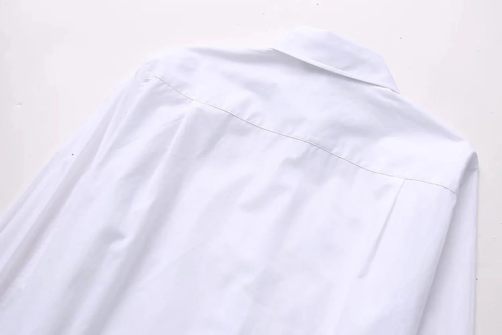 Blusas brancas elegantes da moda primavera 2025, blusas com lapela vazada, camisa slim feminina, casual, streetwear, blusa feminina para escritório