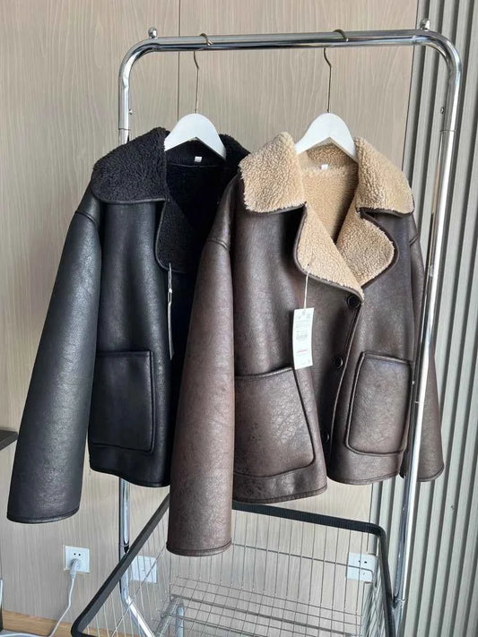 ETJ 2025 Fall/Winter New Arrival Women's ZW Series Double-Sided Collar Oversized Long-Sleeve Jacket Warm Coat 3548246