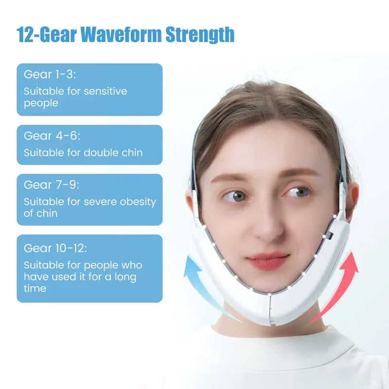 Dispositivo elétrico para lifting facial em V, terapia de fótons LED, microcorrente, endurecimento da pele, removedor de papada, massageador EMS para emagrecimento facial
