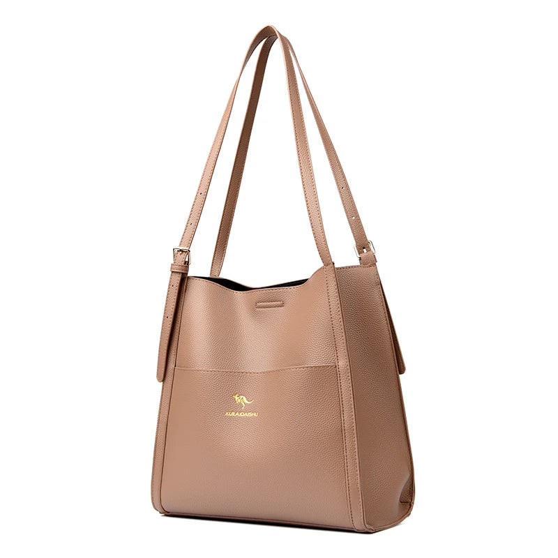 Bolsa de ombro feminina de couro de luxo, bolsa tiracolo fashion com axilas, bolsa carteiro para compras, bolsa grande de capacidade