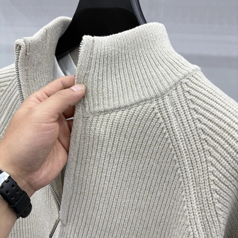 Men's Sweater Half Zipper Winter Thick Korean Edition Casual Loose Stand Up Collar Undercover