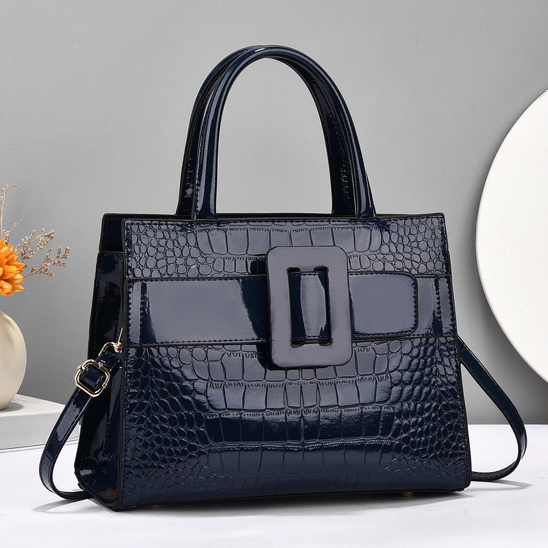 Premium Crocodile Pattern Leather Handbag - Stylish Tote & Satchel Purse for Women - Versatile, Durable