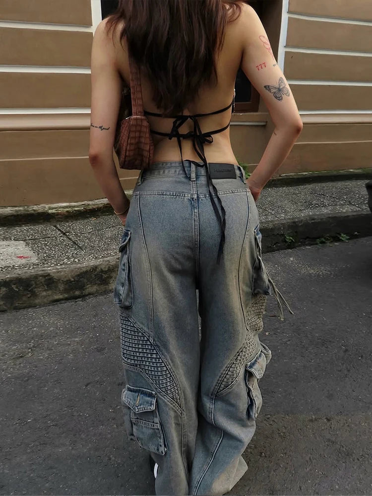 Weird Puss Leopard Sequins Women Vest Y2K Backless Halter V-Neck Lace-Up Sleeveless Street Skinny Wild Summer Trend Tank Tops