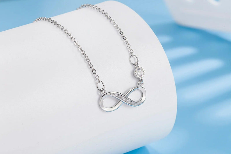 Fashion Female Necklace Sterling Silver color Infinite Love 8-word Pendant Necklace for Women Micro Single Zircon Clavicle Chain - CRAVO ROSE