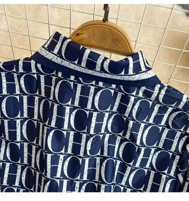 Elegant Retro Long Sleeve Print Shirt Dress Slimming A-Line High Waist Spring Autumn Korean Style Women's City Commute Dress