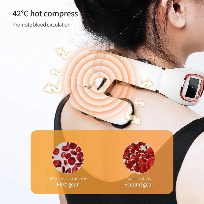 Massageador inteligente de pescoço e costas com 6 cabeças, massagem para ombros e pescoço, massageador cervical