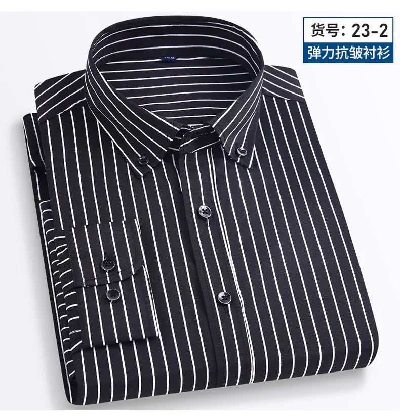Camisa Social Masculina Listrada Manga Longa – Estilo Business Casual Elegante