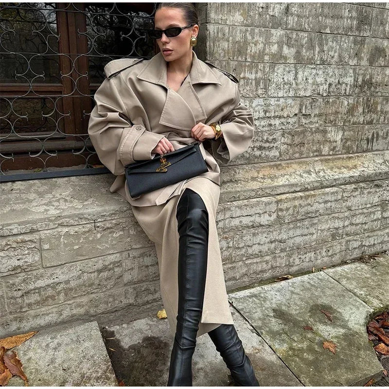 Women Lapel V-neck Belt Trench Coat Fashion Lace Up Full Sleeve Button Short Thin Windbreak 2025 New Lady Daily Street Outerwear