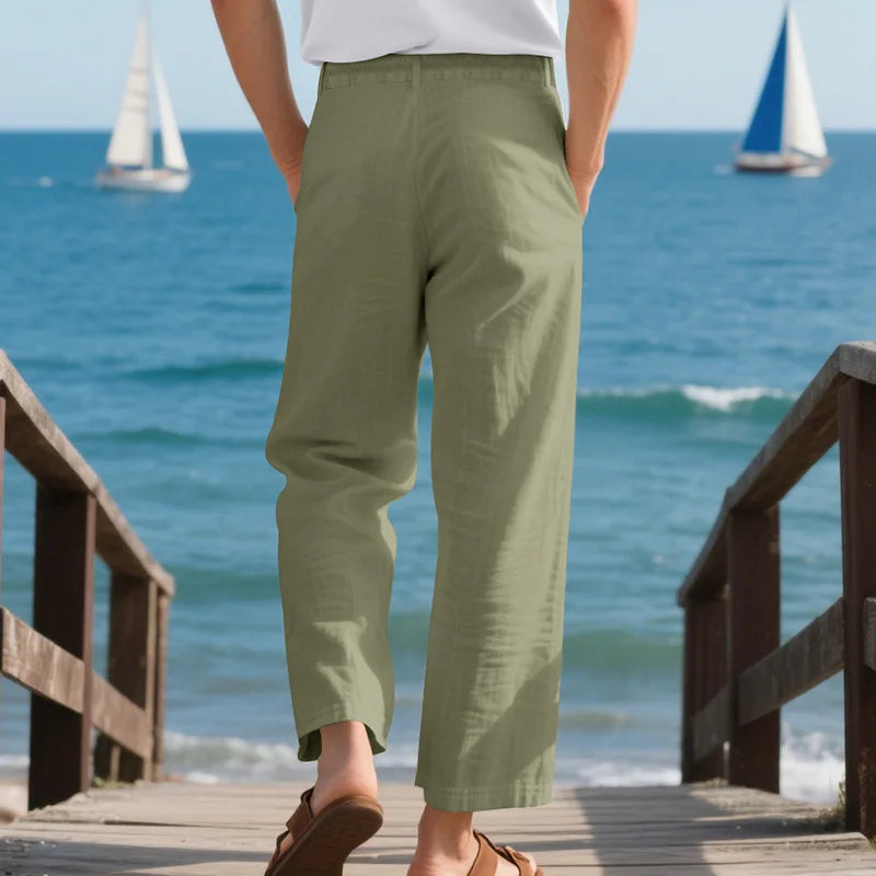 Men's Loose Casual Loose Straight Linen Naples Gurg Breathable Pants Men Clothing Trousers Traf Homme Pantalones Sweatpants