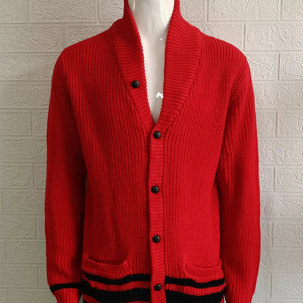 Coat Men Cardigan Sweaters Turn Down Collar Full Sleeve Coats Single Breasted Solid Stripped Open Stitch Autumn Winter Outerwear