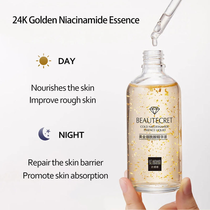 Conjunto de cuidados com a pele 24K Gold Niacinamida Soro Facial Antienvelhecimento Produtos para a Pele Remover Olheiras Creme de Colágeno para os Olhos Kit de Cuidados com a Pele