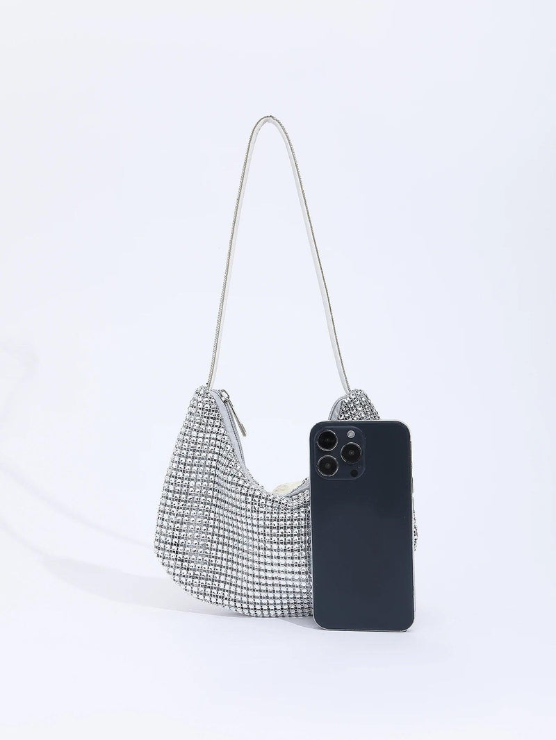 Fashion，gorgeous，Shiny rhinestone portable zippered solid evening bag suitable for weddings, parties, and gatherings - CRAVO ROSE