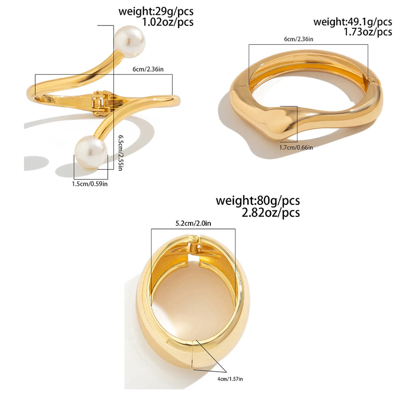 Ingemark Punk Hip Hop Irregular Metal Chunky Bangles for Women Vintage Fashion Gold Color Wave Spring Bracelets Men Jewelry Gift
