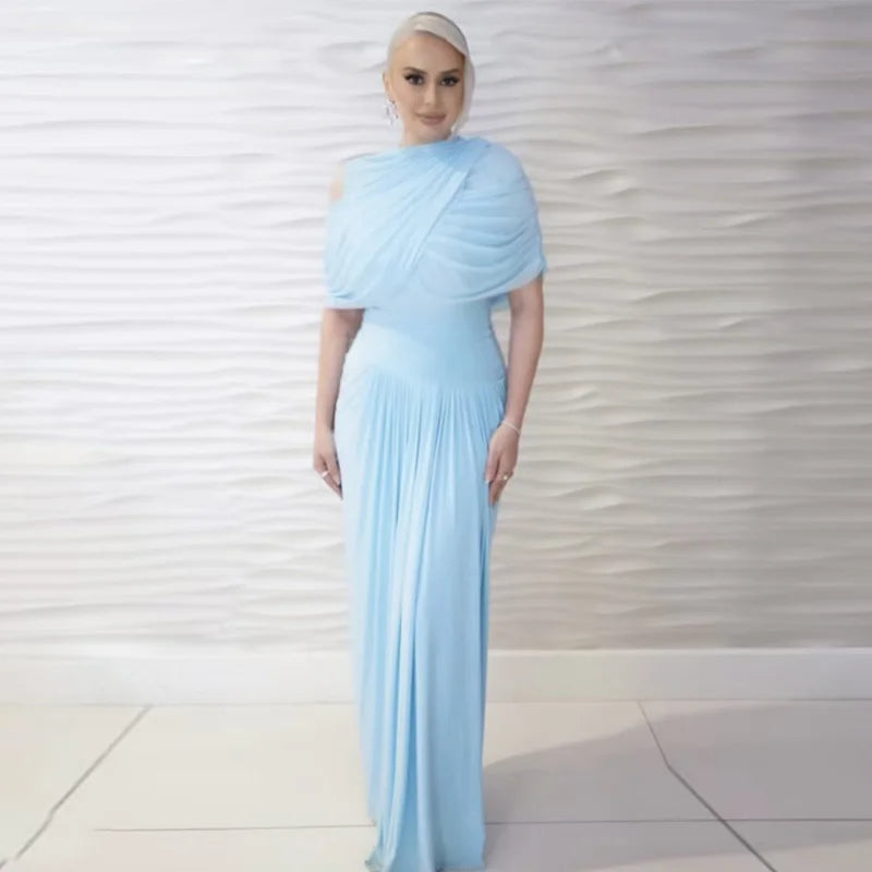 Vestido longo urbano feminino, sexy, plissado, estilo império, sem mangas, assimétrico, vestidos femininos, primavera/verão 2025, robe feminino chique