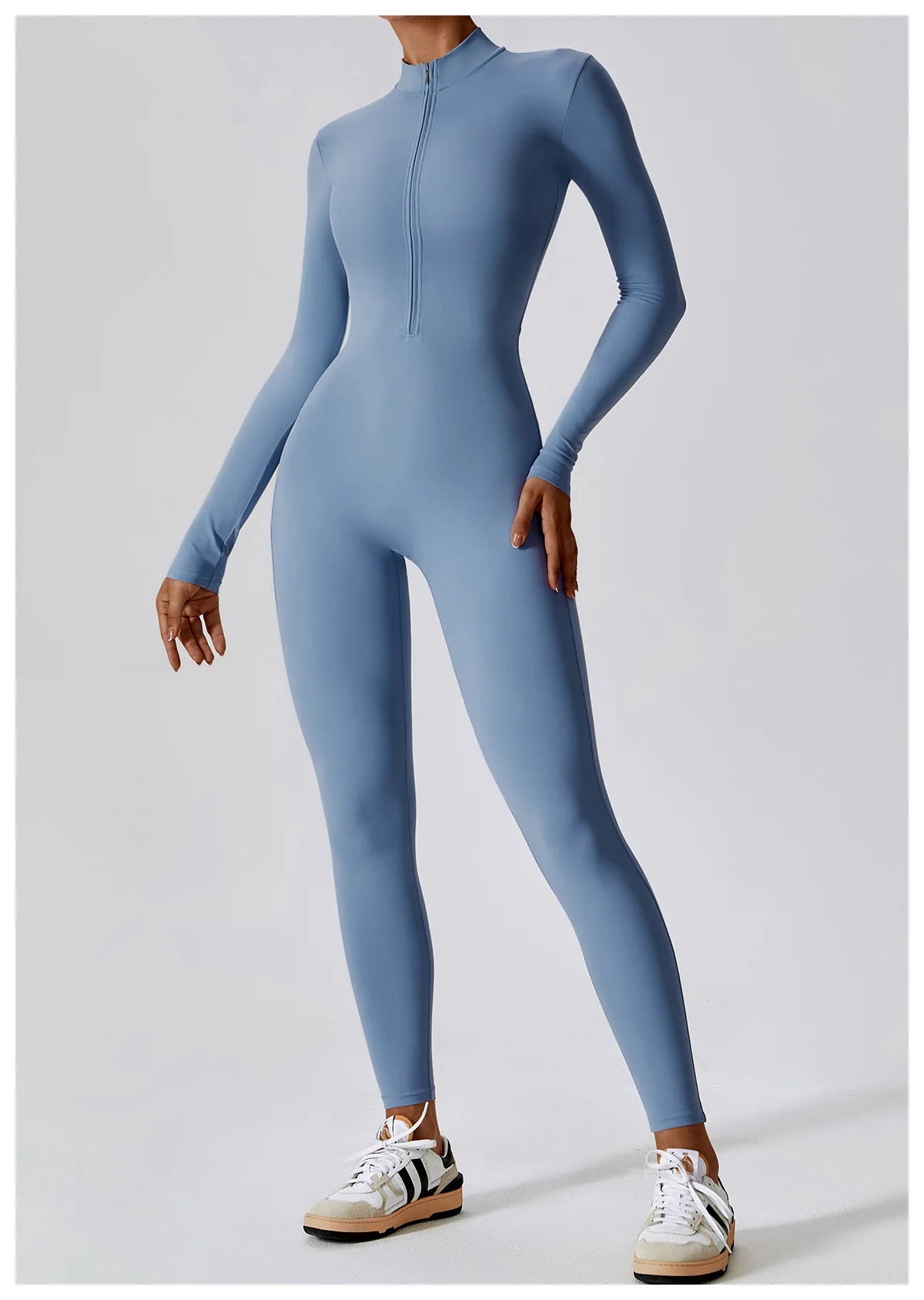 Women's Jumpsuits One-Piece Suit Zipper Long Sleeved Yoga Set Gym Push Up Workout Clothes Fitness Bodysuit Sportswear Tracksuit