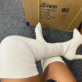 Botas femininas de cano alto, acima do joelho, meias elásticas de alta qualidade, botas para festa, sexy, salto de 9 cm, sapatos