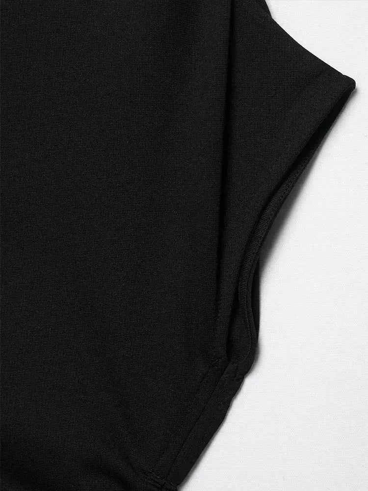 Nlzgmsj  2025 Summer Women's Ruched Asymmetric Crop Tops Women Casual Sleeveless Streetwear Short Tops