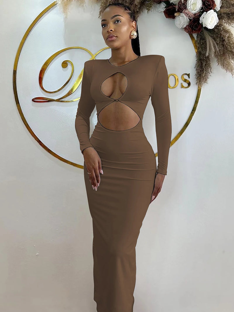 Hawthaw Women 2024 Spring Autumn Sexy Long Sleeve Party Club Hollow Out Bodycon White Long Dress Wholesale Items For Business