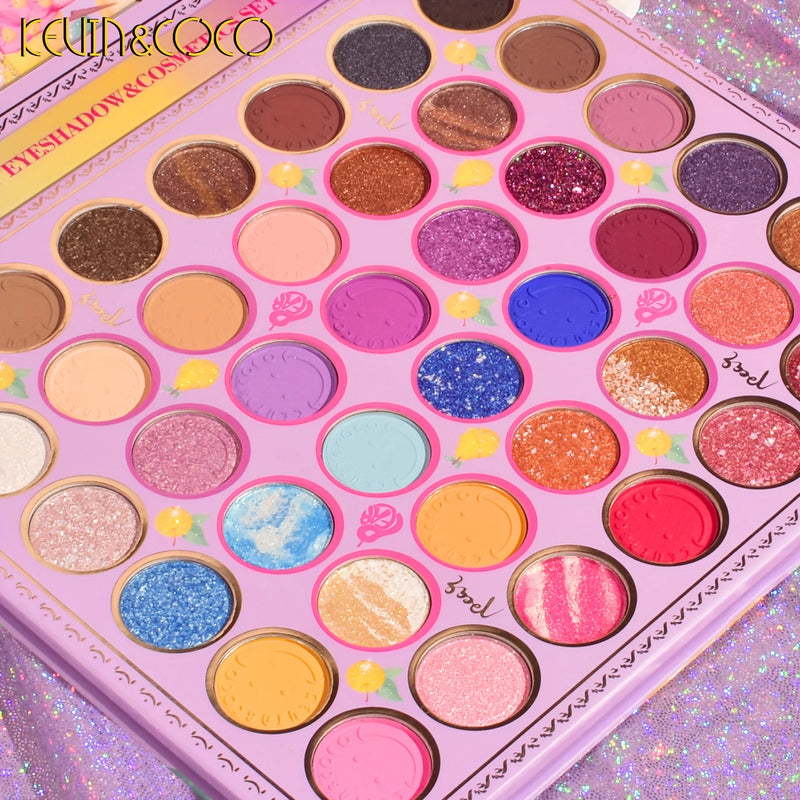 Kit de maquiagem multifuncional com 46 cores, iluminador, gloss labial e paleta de sombras