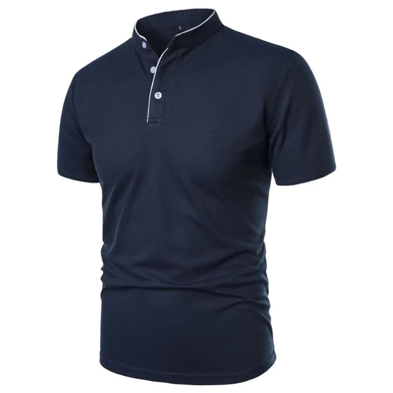 New Men's Short Sleeve T Shirts Summer Solid Color Polo Shirt Breathable Loose Basic Shirts for Men Breathable Lightweight Tops
