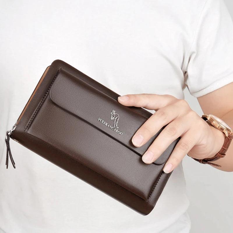 Men'S Clutch Bag PU Leather Zipper Wallet Passcard Fashion Luxury Handbag Square Holder Phone Pouch Hand Porter Bag Clutch Male - CRAVO ROSE