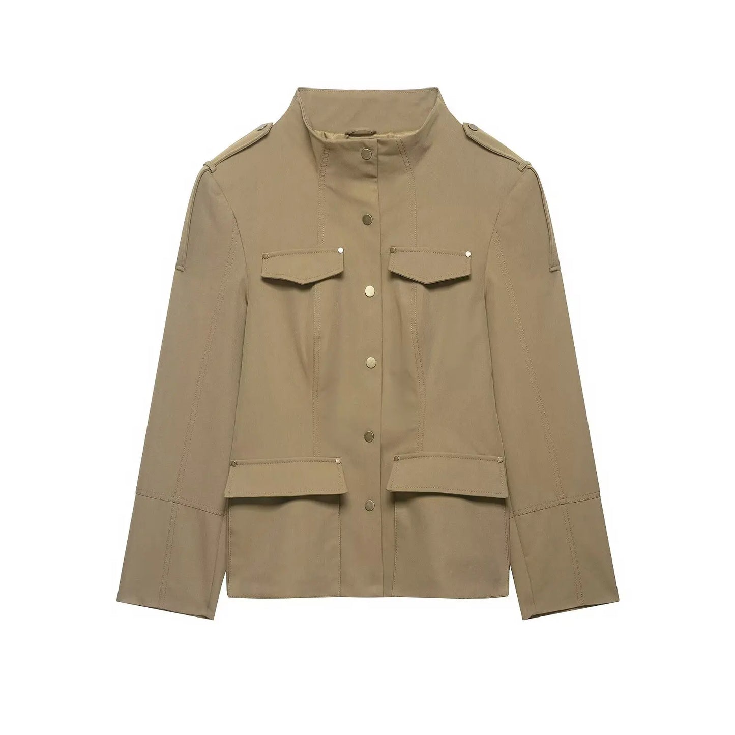 HH Women New Fashion Long Sleeve khaki Coat Pocket Single Breasted Slim Casual Jacket 2026 Spring Ladies Street Elegant Coats