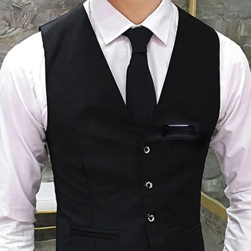 Terno masculino Colete Colete Decote em V Sem Mangas Cor Sólida Slim Fit Cardigan Trespassado Formal Casaco de Negócios Noivo Casaco de Casamento - CRAVO ROSE