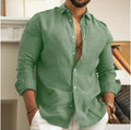 Men's Summer Beach Shirt Linen Button Up Long Sleeve Plain Lapel Spring & Summer Casual Daily Clothing