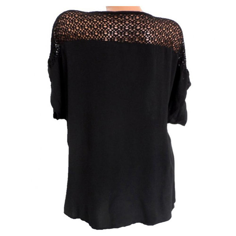 Blusas e tops femininos de manga curta, camisa solta de renda branca, patchwork, tamanho grande 4xl 5xl 6xl, tops femininos, roupas casuais