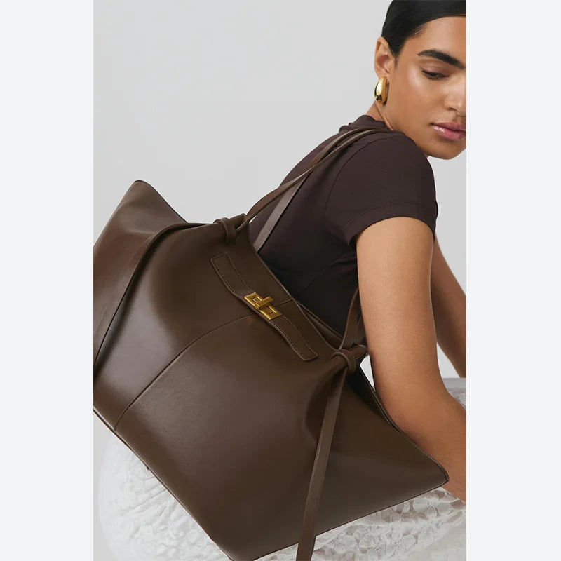 2026 Women's Summer Large Capacity Commuter Tote Bag Female Korean Fashion Luxury Pu Leather Handbags Chic Trend Underarm Bag