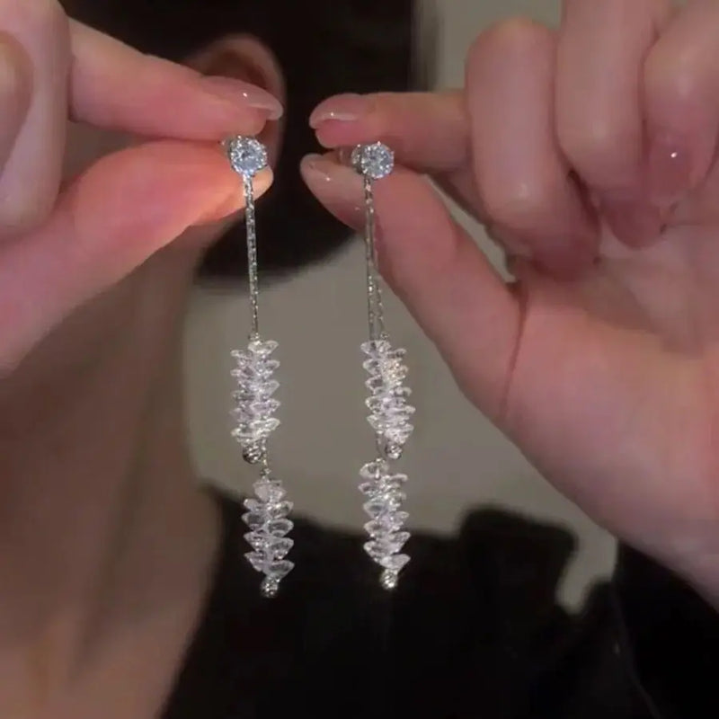 Fashion Luxury Geometric Dangle Drop Earrings for Women Wedding Party Jewelry Accessories Gorgeous Cubic Zirconia Bridal Brincos