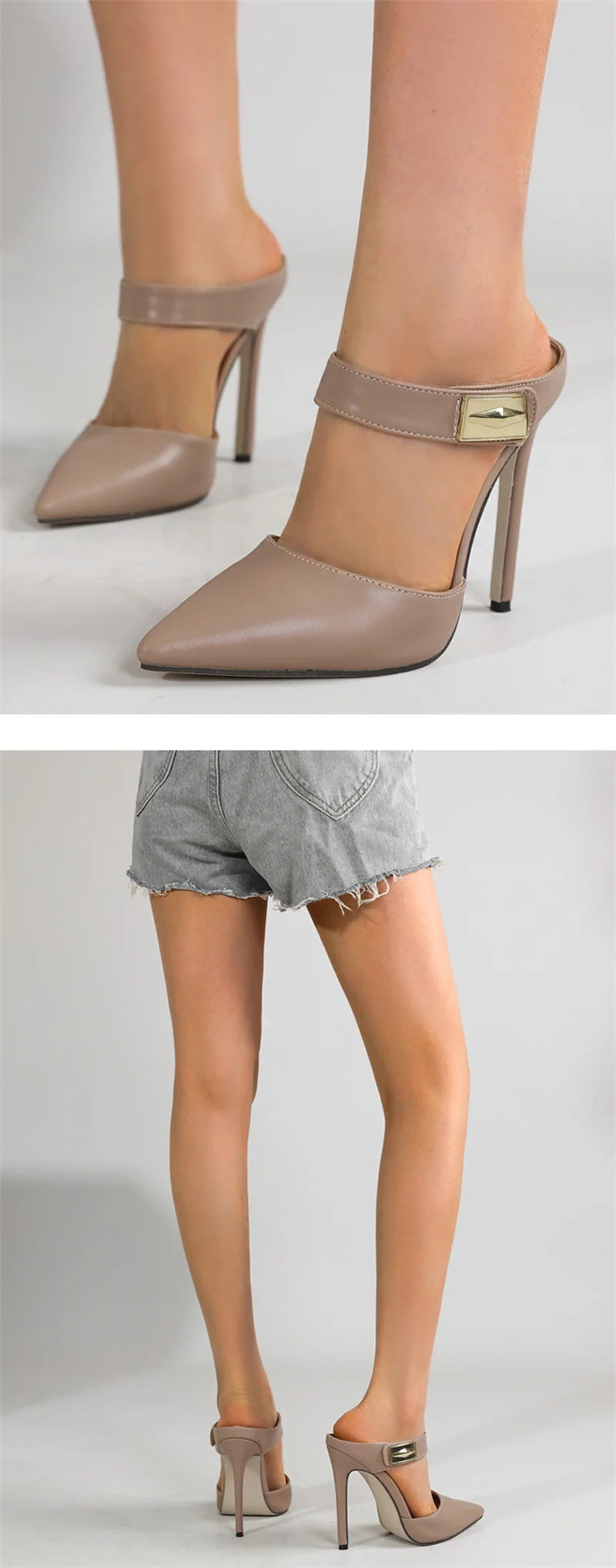 Scarpin Feminino Preto Salto Alto Fino com Detalhe em Metal Elegante