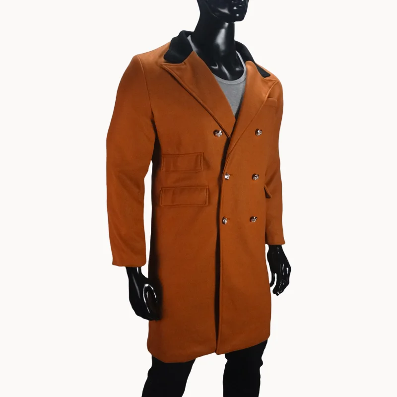 Coat Winter Men's Jackets Warm with Lining Men's Coat  X-Long Double Breasted Trench Multi-Pockets Male Clothing Eu Size M-XXL