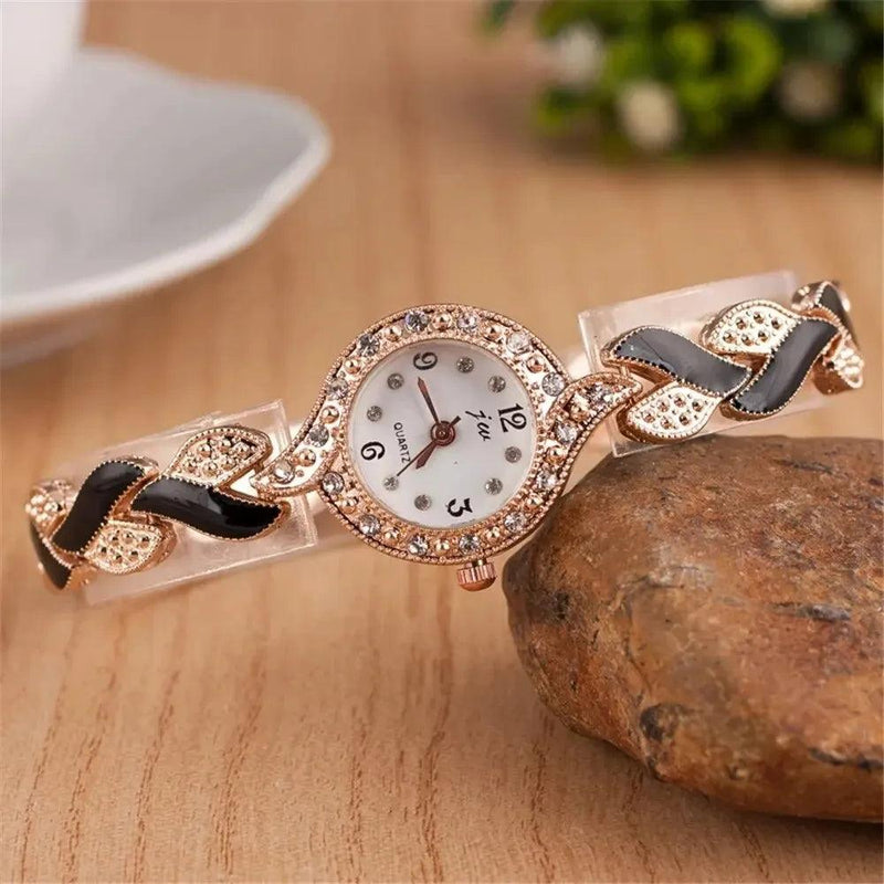 Women Watch Hand Jewelry Set Diamond Bracelet Watch + Water Drop Jewelry Set 5pcs/Set - CRAVO ROSE