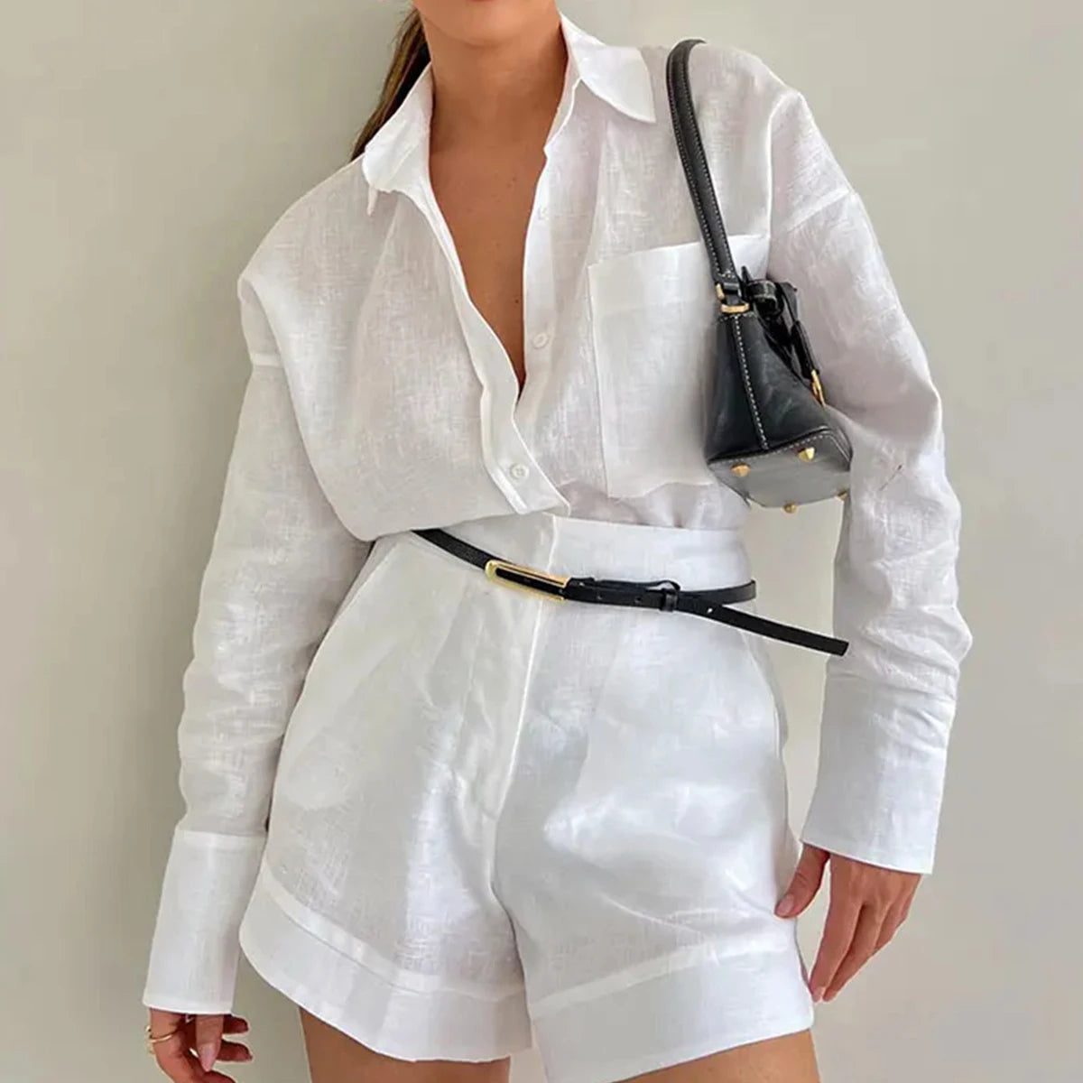 Women Casual Cozy Lapel Pink Shirt Pants Suits Fashion Single Breasted Blouses Elastic Waist Pant Set 2025 Spring Loose Outfits
