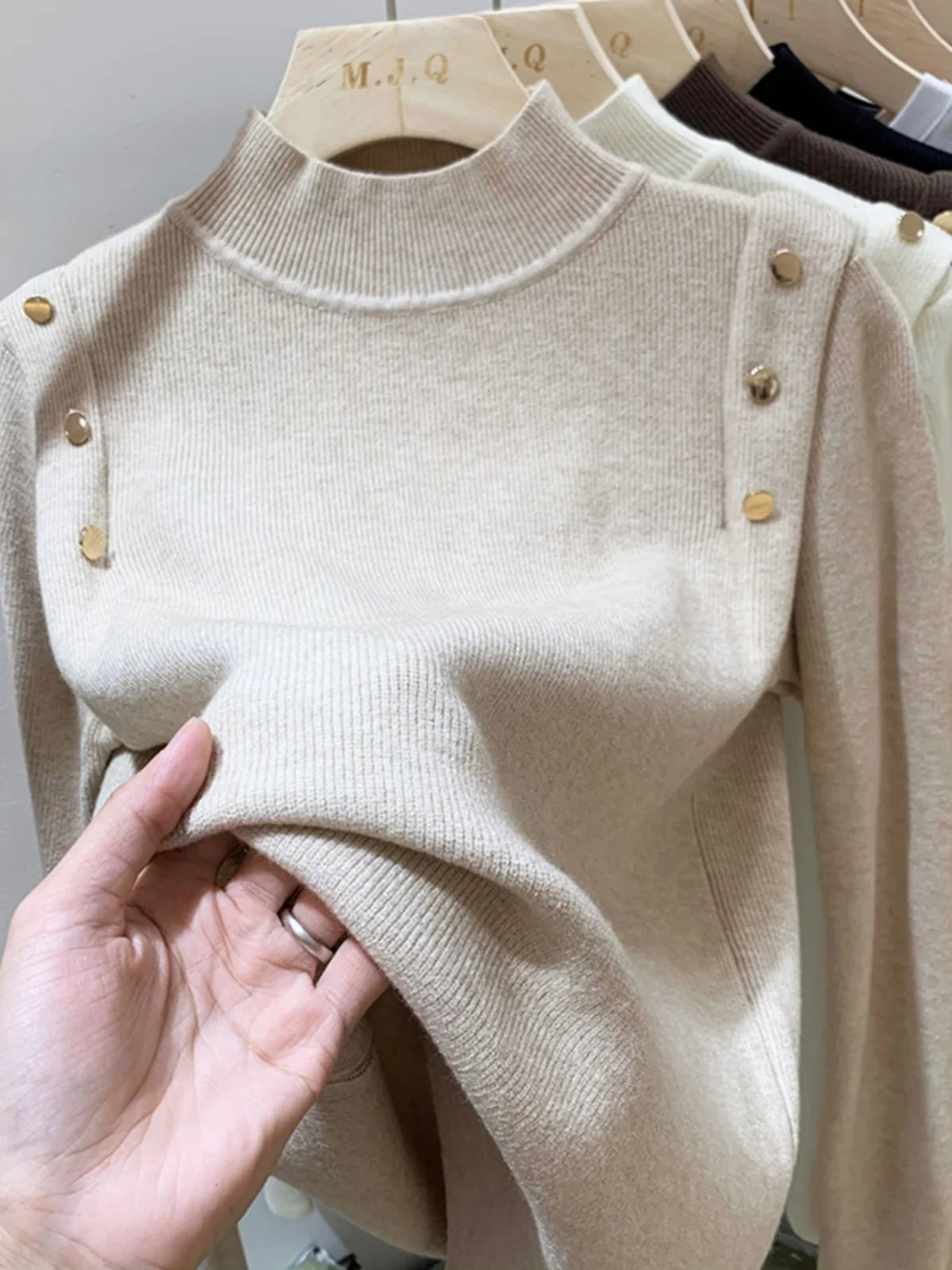 AOSSVIAO 2026 Button Turtleneck Knitted Women Sweater Pullovers Autumn Winter Basic Women Sweaters Fit Soft Warm Tops