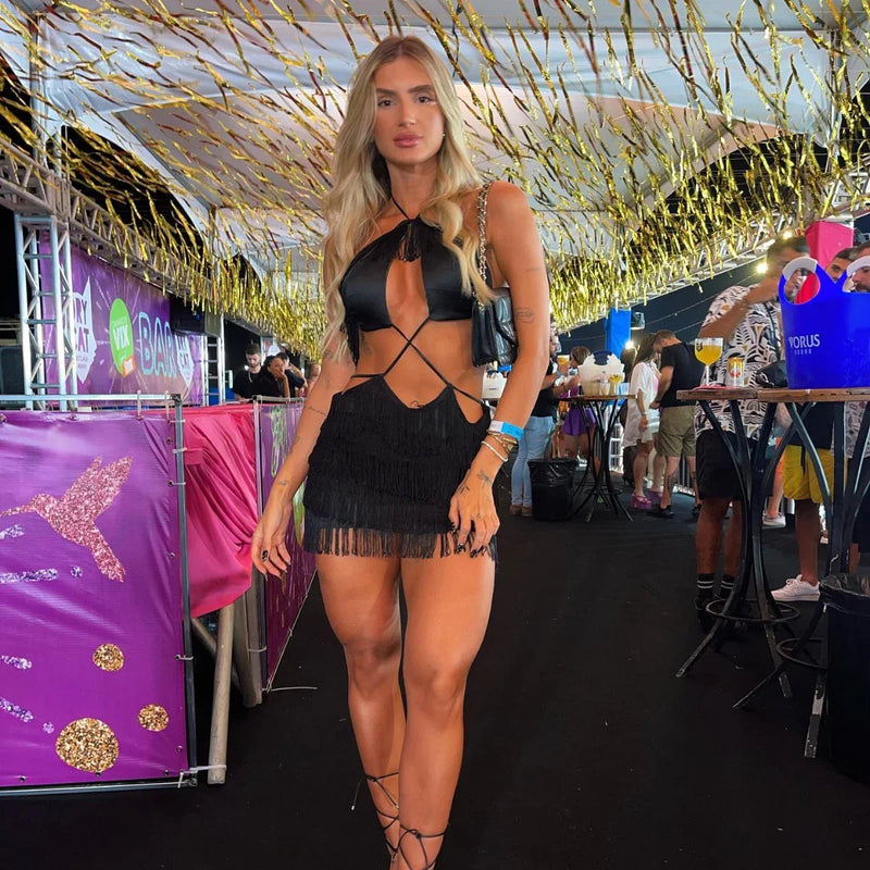 Black Beach Dress Women's Swimsuit Sexy Swimwear 2024 Bikini Skirt Female Kimono Beach Outing Pareo Beach Cover Up Bath Suits