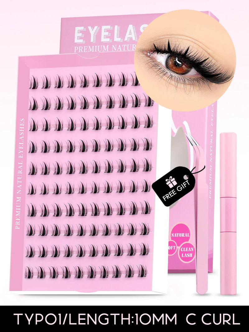 Kit de cílios postiços GROINNEYA faça você mesmo, cílios de manga de 10 a 18 mm, bandeja mista, conjuntos de cílios individuais, kit com cílios postiços faça você mesmo