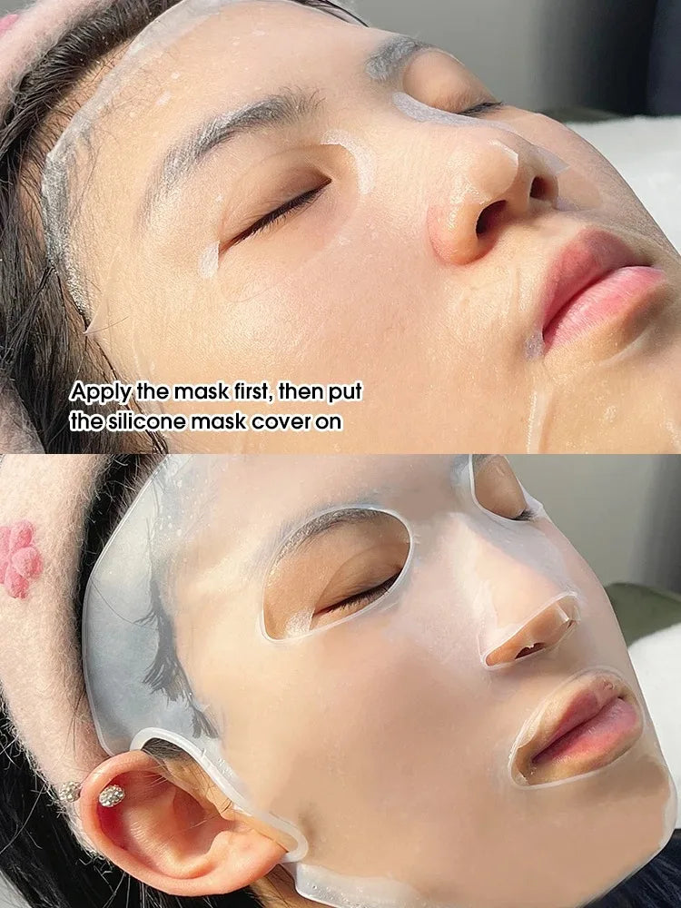 Máscara de silicone 3D para rosto e pele feminina, ferramenta para cuidados com a pele, máscara facial suspensa com gel, folha reutilizável, lifting antirrugas, firmador, ferramentas fixas para orelhas
