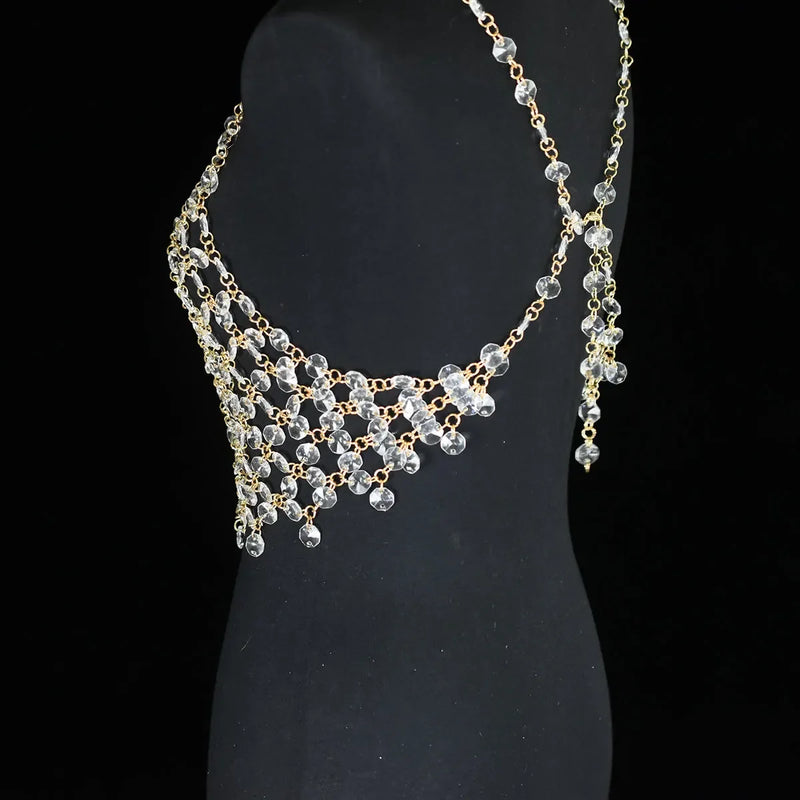 Stage Performance Crystal Tankvest Bra Shiny Chain Outfit Accessories Body Chain Jewelry Flashing Bras Show Costume Decoration