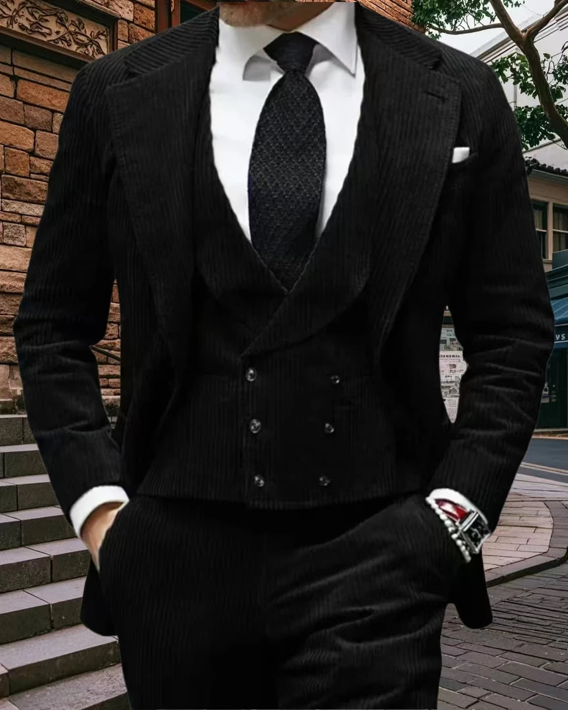 Velveteen-Men's Warm Velvet Suit, 3-Piece Set, Men's Clothing, Perfect for the Season