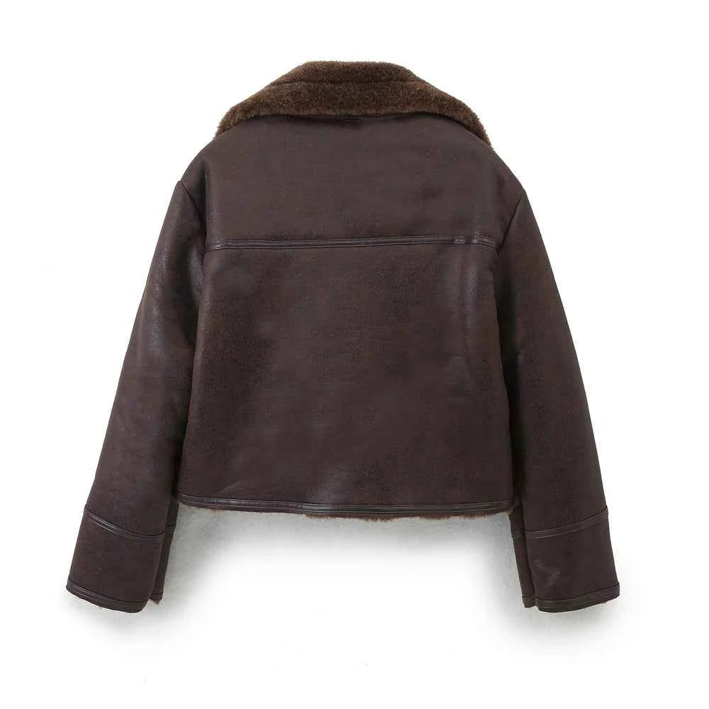 JNLEAOG Fashionable Double-Sided Short Jacket Women's Autumn New Style Windproof Polyester Standard Fit Long Sleeve Zipper