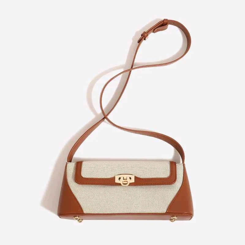 Nichedesign Color Block French Bread Underarm Women's Shoulder Bag New 2025 High-End Feel French Light Luxury Crossbody Bag