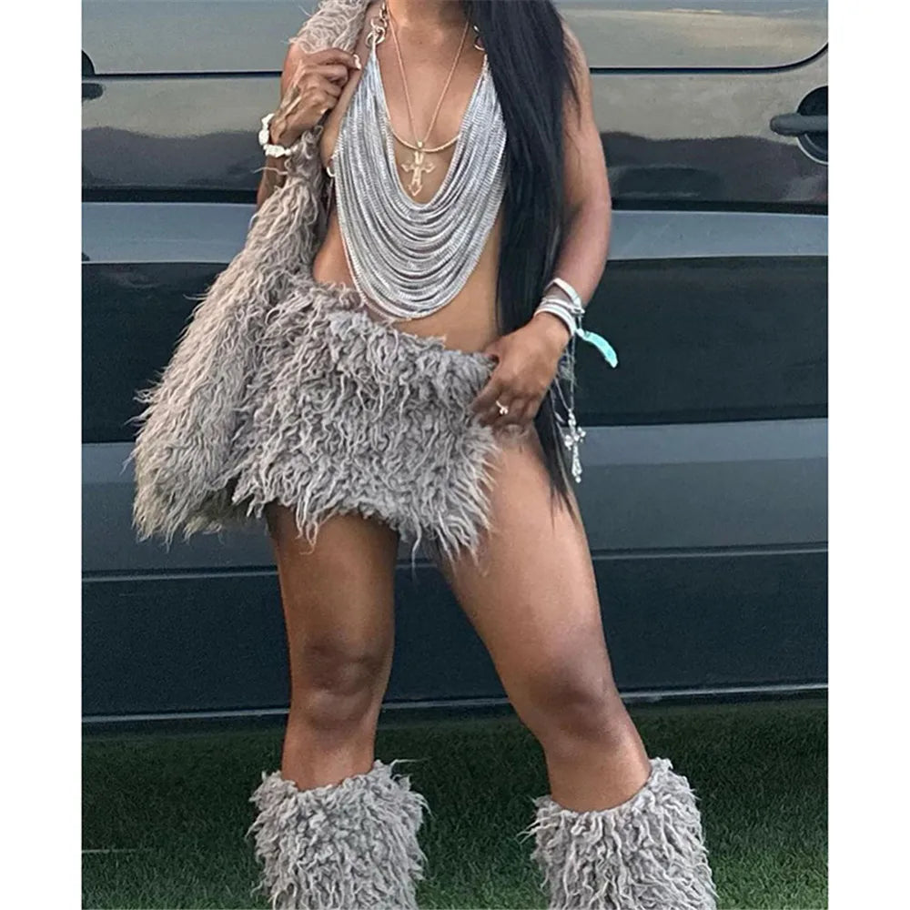 Women Metal Chain Tassel Tank Top Sexy Deep V Neck Backless Hollow Out See Through Crop Top Body Chain Party Club Camisole