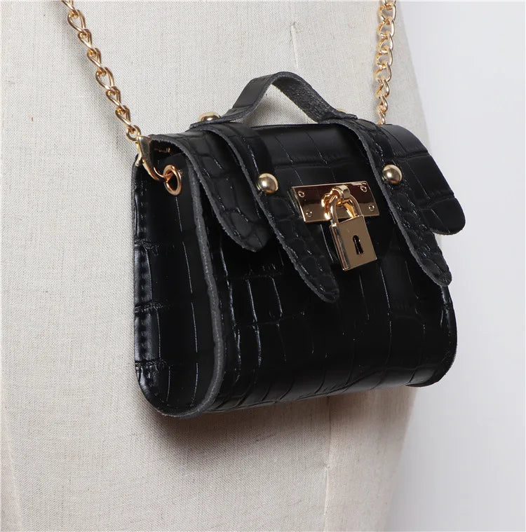 Korean version concave ins crocodile pattern mini small fanny pack removable belt chain diagonal span women's bag