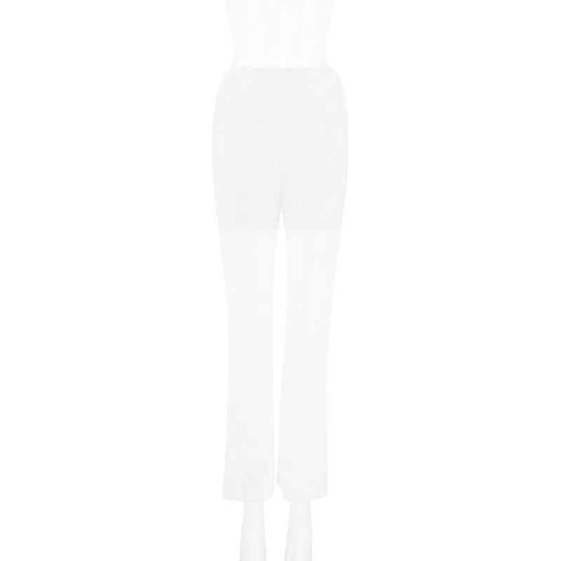 Calça feminina de renda  cintura alta, streetwear, sexy, vazada, feminina, casual, cintura elástica,moletom larga