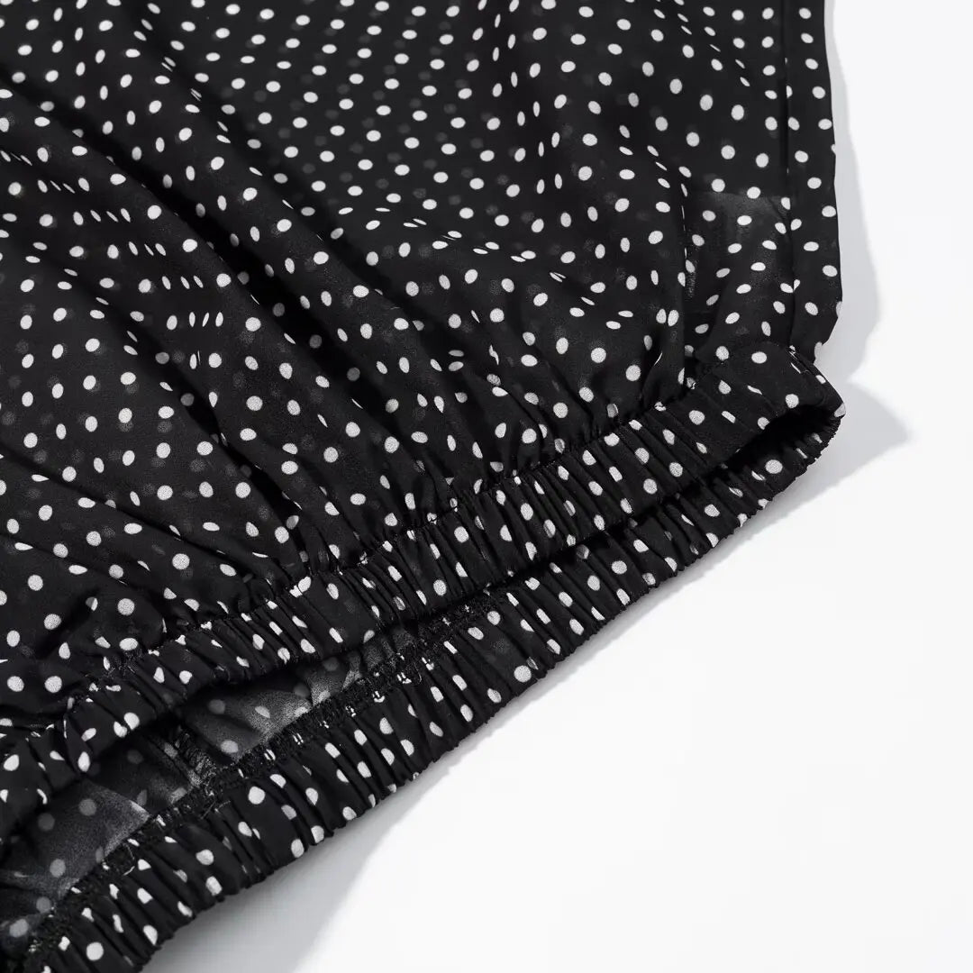 CharmChant Women's Polka Dot Sheer Chiffon Oversized Shirt & Maxi Skirt 2 Piece Set Spring 2026 Retro Elegant Chic Party Outfits